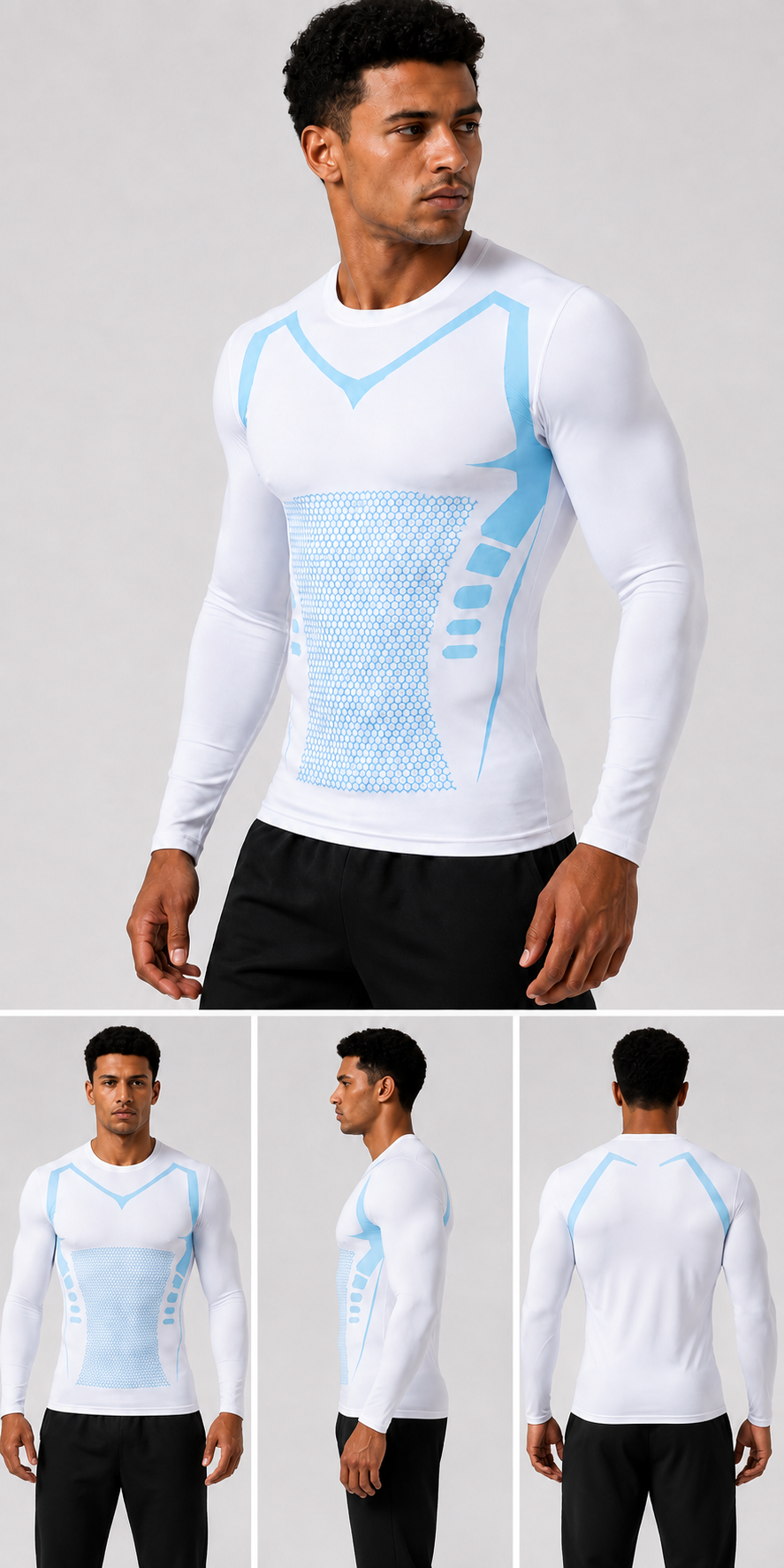 T-shirt de Compression Sport Homme Manches longues — Séchage Rapide